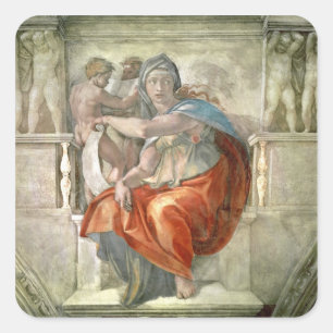 Plafond voor sistine-chapel: Delfisch sibyl Vierkante Sticker