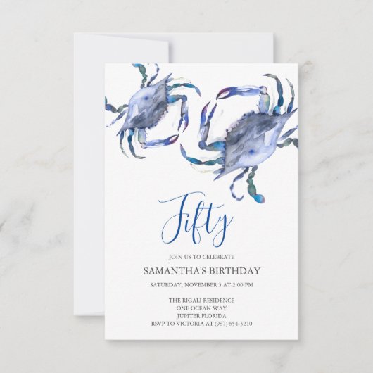 Plage 50e anniversaire Invitations Crab Boil (Devant)