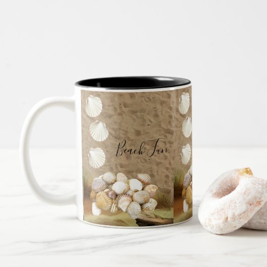 Plage Amusants Clams Sand Mug (Avec donut)
