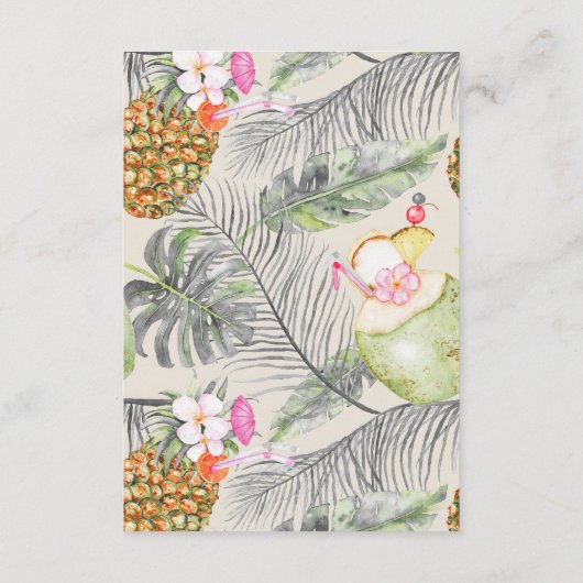 Plage Ananas Mariage Information Carte d'invité (Dos)