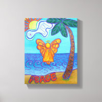 Plage Ange Peinture Toile Enveloppée Art