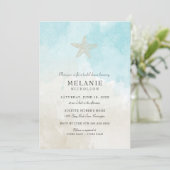 Plage Aquarelle Nuptiale Douche Invitation (Debout devant)