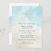 Plage Aquarelle Nuptiale Douche Invitation (Devant / Derrière)