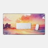 plage aquarelle rustique coucher de soleil (Clavier et souris)