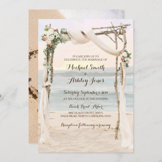 Plage Arbor Sunset Faire-part de mariage (Devant / Derrière)