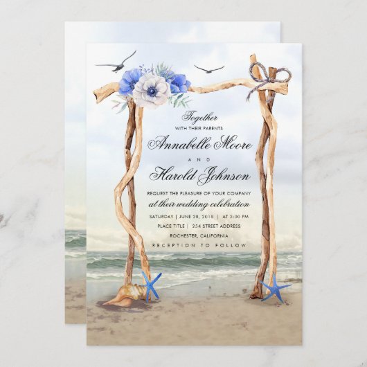 Plage Arbour Mariage Invitations (Devant / Derrière)