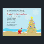 Plage Arbre de Noël Château 5x7 Invitation personn<br><div class="desc">Parfait pour toute fête de Noël à la plage !</div>