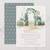 Plage Arc Floral Invitation Fête des mariées botan (Devant / Derrière)