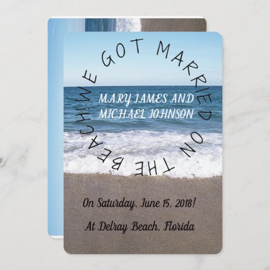 Plage Au Ocean Mariage Faire-part (Devant / Derrière)