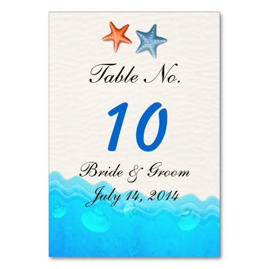 Plage Avec Carte De Table Mariage Starfish (Dos)