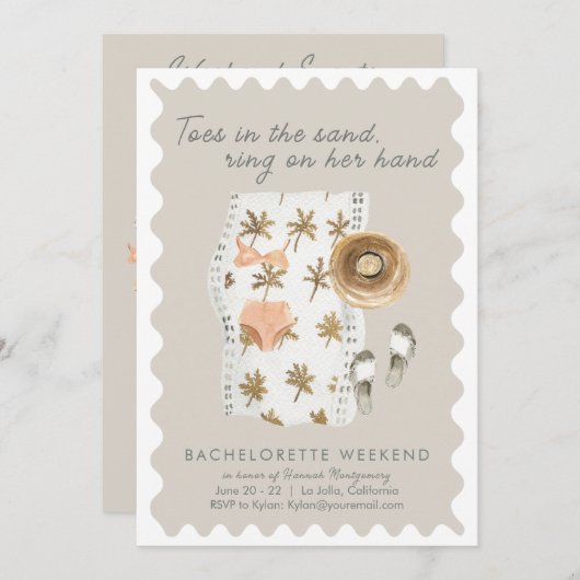 Plage Bachelorette Fête Timeline Invitation (Devant / Derrière)