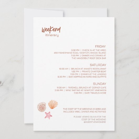 Plage Bachelorette Fête Week-end Invitation (Dos)