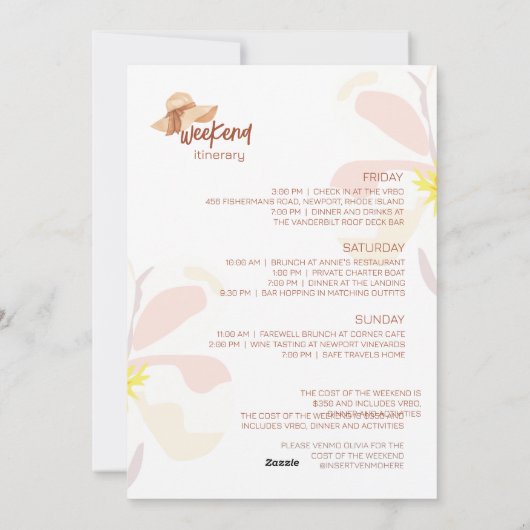 Plage Bachelorette Fête Week-end Invitation (Dos)