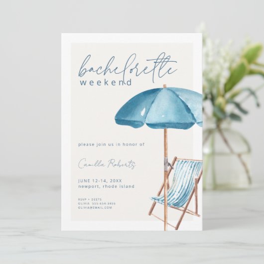 Plage Bachelorette Fête Week-end Invitation (Debout devant)