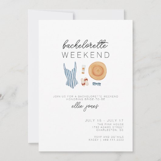 Plage Bachelorette Invitation & Itinéraire (Devant)