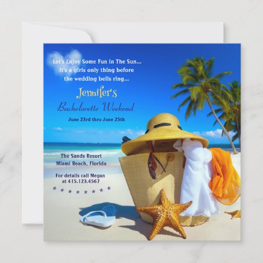 Plage Bachelorette Invitation Week-end (Devant)