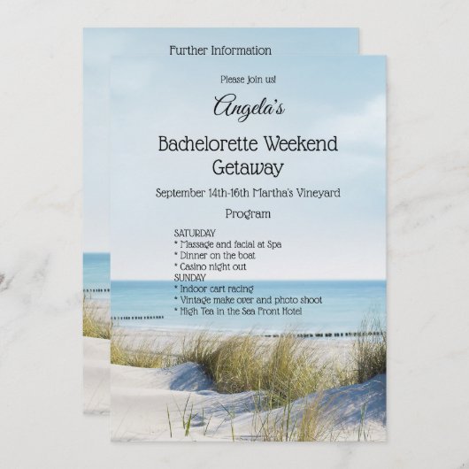 Plage Bachelorette Week-end Invitation Modèle (Devant / Derrière)