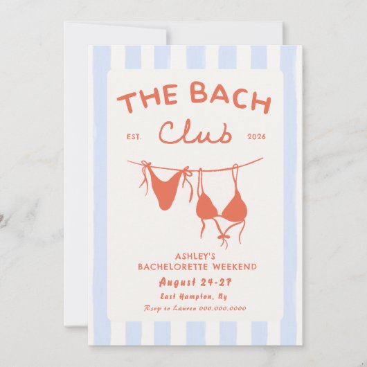 Plage Bachelorette Week-end Itinéraire Invitation (Devant)