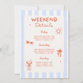 Plage Bachelorette Week-end Itinéraire Invitation (Dos)