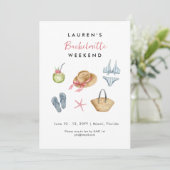 Plage Bachelorette weekend Itinéraire Invitation (Debout devant)