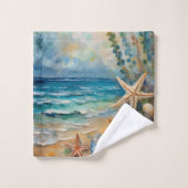 Plage balnéaire Coquille marine (Gant de toilette)