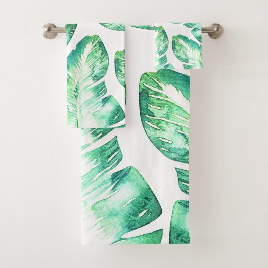 Plage Blanc & Vert Tropical Palm Feuille Chic (En situation)