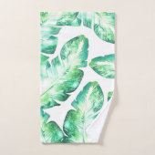 Plage Blanc & Vert Tropical Palm Feuille Chic (Serviette à main)