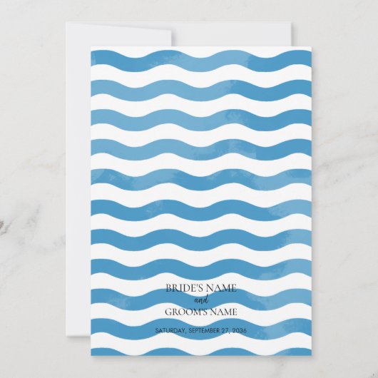 Plage Bleu Aquarelle Mariage Invitations (Dos)