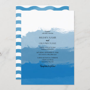 Plage Bleu Aquarelle Mariage Invitations