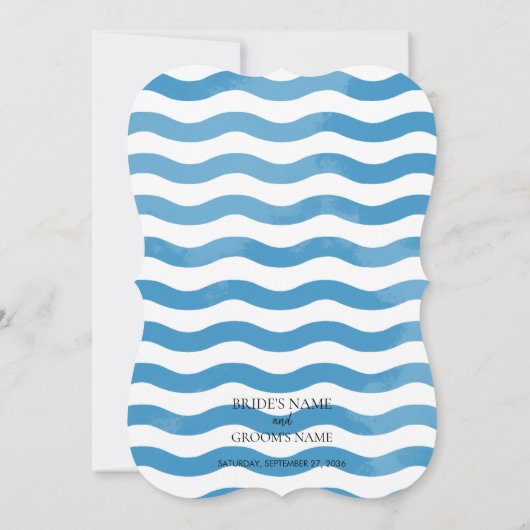 Plage Bleu Aquarelle Mariage Invitations (Dos)