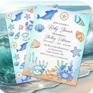 Plage Bleue Cute Baby shower Invitation