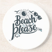 Plage bleue et noire Dessous de verre en grès (Devant)
