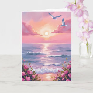 Plage Blush Carte Côtière de Coucher de Soleil s
