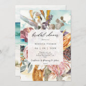 plage boho oranges florales nuptiale invitation à (Devant / Derrière)