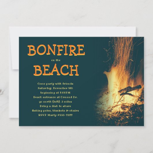Plage Bonfire Invitation de soirée (Devant)