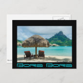 Plage Bora Bora carte postale de la frontière noir (Devant / Derrière)