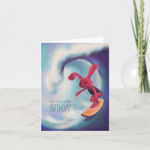 Plage Bunny Surfing Carte d'anniversaire