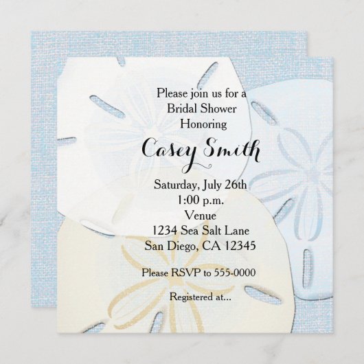 Plage Burlap Sable Dollar Invitation de la nuptial (Devant / Derrière)