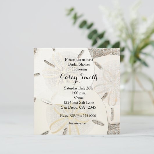 Plage Burlap Sable Dollar Invitation de la nuptial (Debout devant)