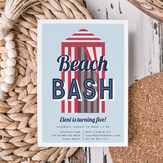 Plage Cabana Anniversaire Fête Invitation