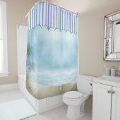 Plage Cabana Vue Douche Rideau (En situation)