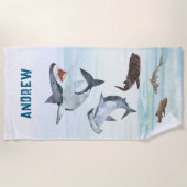 Plage Cadeau de serviette de fête d'anniversaire de requ (Devant)