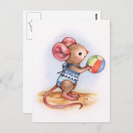 Plage - Carte postale d'art pour souris (Devant / Derrière)