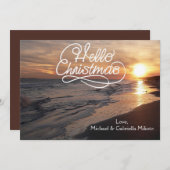 Plage Chaleureuse Avec Carte De Noël Coucher Du So (Devant / Derrière)