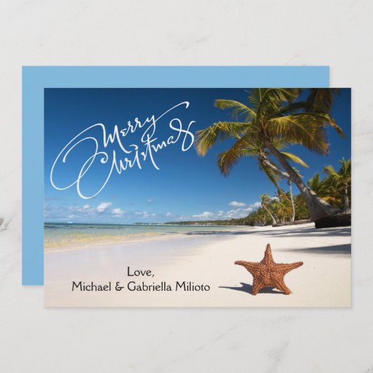 Plage Chaleureuse Ensoleillée Avec Carte De Noël S (Devant / Derrière)