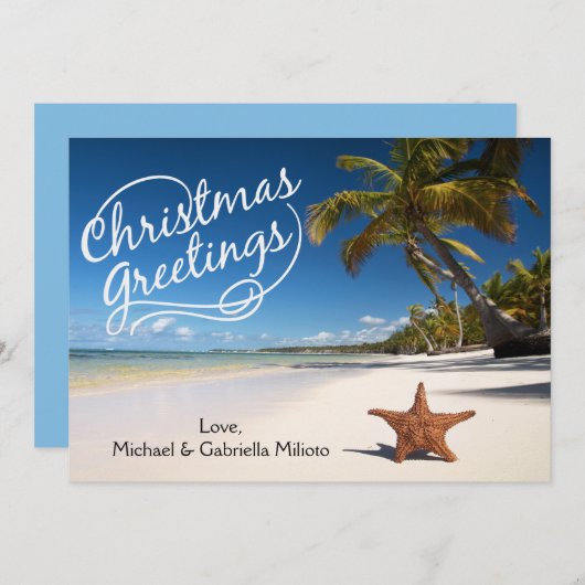 Plage Chaleureuse Ensoleillée Avec Carte De Noël S (Devant / Derrière)