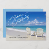 Plage Chaleureuse ensoleillée avec chaises Carte d (Devant / Derrière)