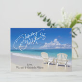 Plage Chaleureuse ensoleillée avec chaises Carte d (Debout devant)