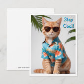 Plage Chat porter lunettes de soleil Carte de voeu (Devant / Derrière)