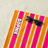 Plage Chaud rose rayures Preppy esthétique serviette de  (En situation)